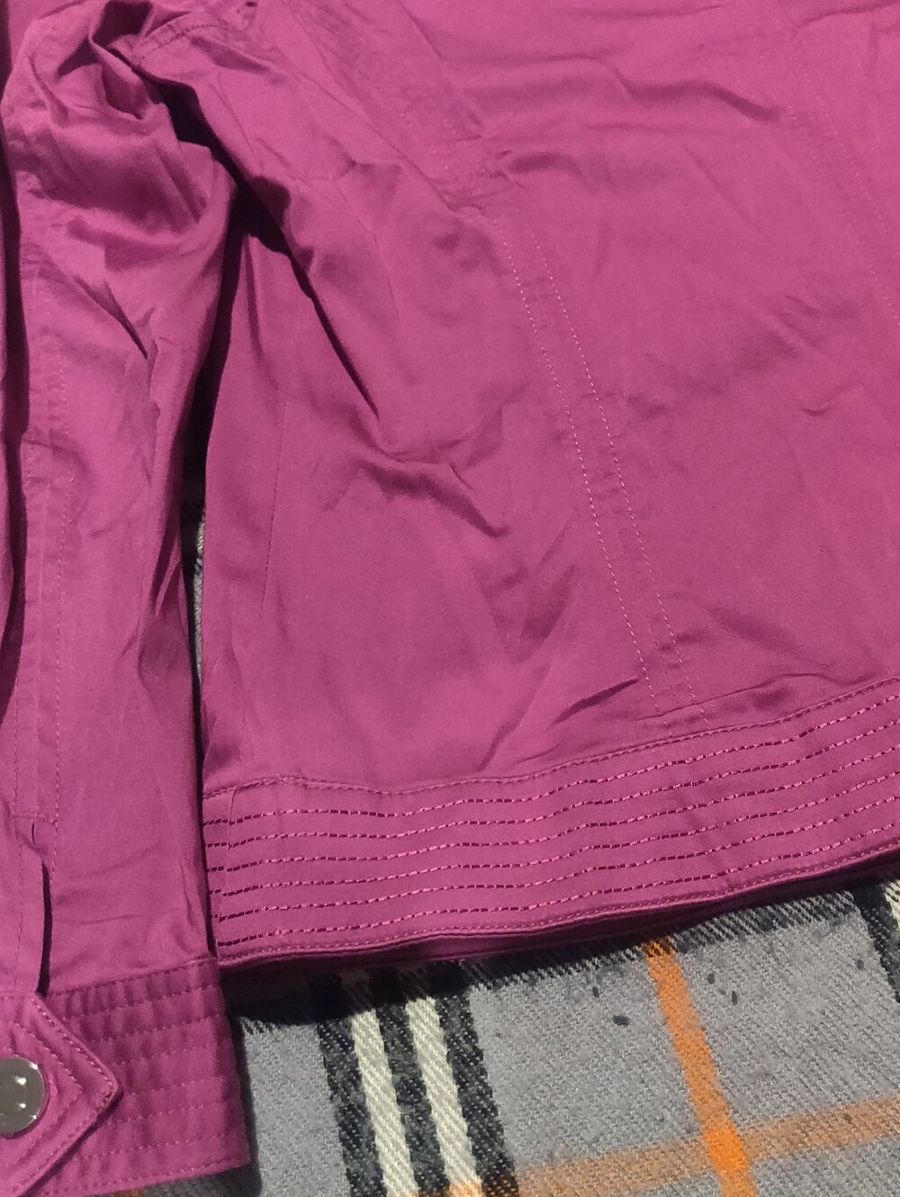 Women's Fuchsia Zip-Front Jacket Monroe And Main Cotton Spandex Size L Detailing - Picture 9 of 13